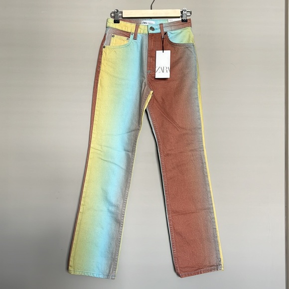 NWT Zara Rainbow Ombré Straight Fit Mid Rise Jeans | Blogger’s Fave 🔥 - Picture 5 of 10